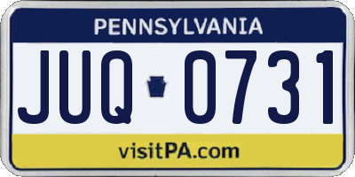 PA license plate JUQ0731