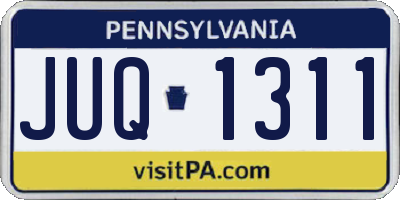 PA license plate JUQ1311