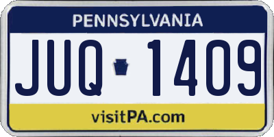 PA license plate JUQ1409