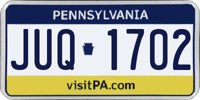 PA license plate JUQ1702