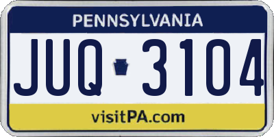 PA license plate JUQ3104