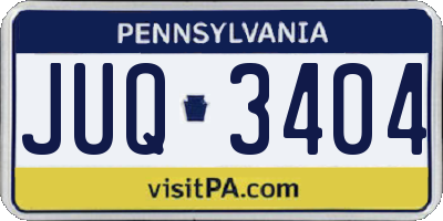 PA license plate JUQ3404