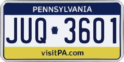 PA license plate JUQ3601