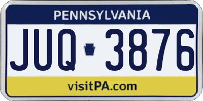 PA license plate JUQ3876