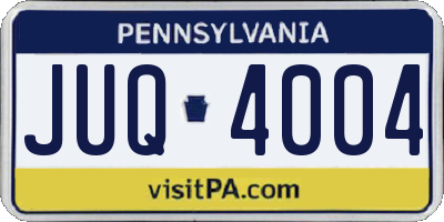 PA license plate JUQ4004