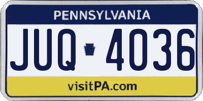 PA license plate JUQ4036