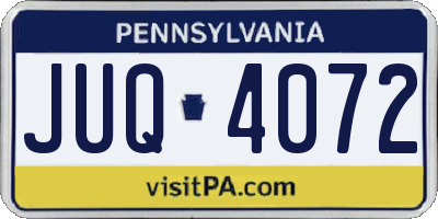 PA license plate JUQ4072