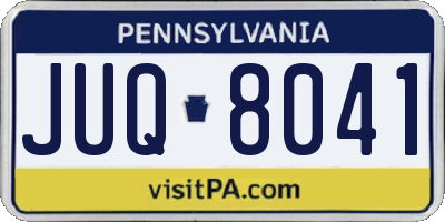 PA license plate JUQ8041