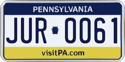 PA license plate JUR0061
