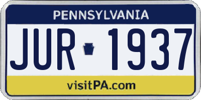 PA license plate JUR1937