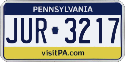 PA license plate JUR3217