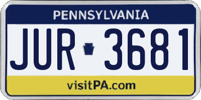 PA license plate JUR3681