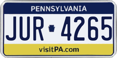 PA license plate JUR4265