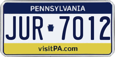 PA license plate JUR7012
