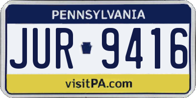 PA license plate JUR9416