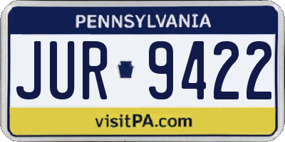 PA license plate JUR9422