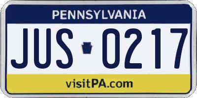 PA license plate JUS0217