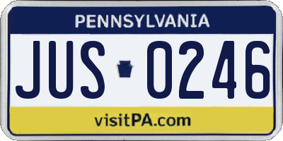 PA license plate JUS0246