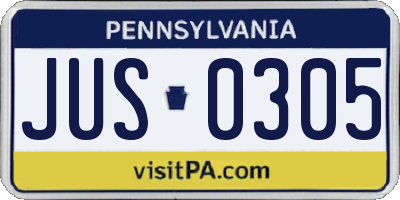 PA license plate JUS0305