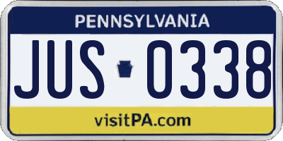 PA license plate JUS0338