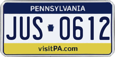 PA license plate JUS0612