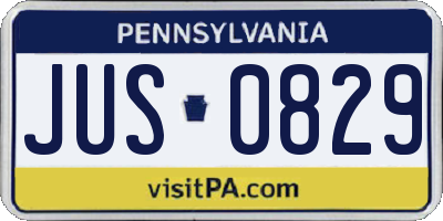 PA license plate JUS0829