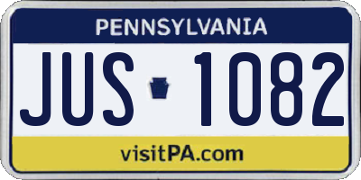 PA license plate JUS1082