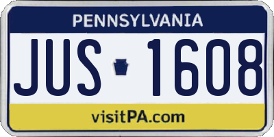 PA license plate JUS1608