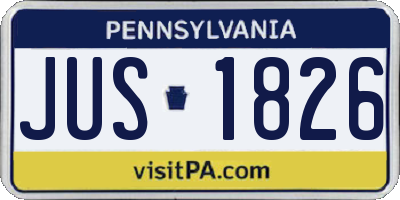 PA license plate JUS1826