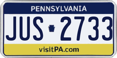 PA license plate JUS2733