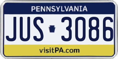PA license plate JUS3086