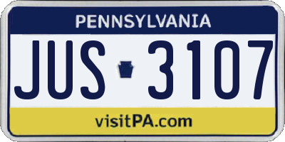 PA license plate JUS3107