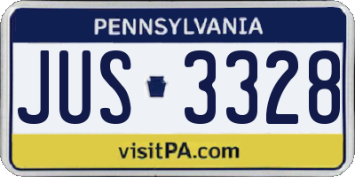 PA license plate JUS3328