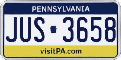 PA license plate JUS3658