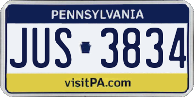 PA license plate JUS3834