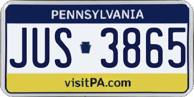 PA license plate JUS3865
