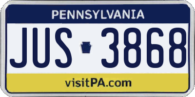 PA license plate JUS3868