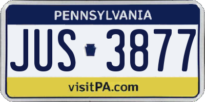 PA license plate JUS3877