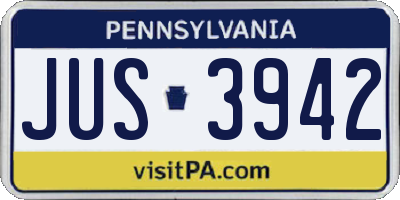 PA license plate JUS3942