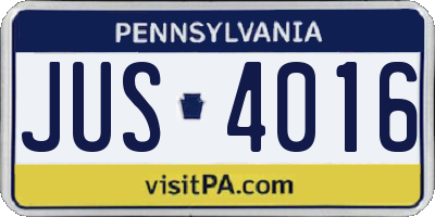 PA license plate JUS4016