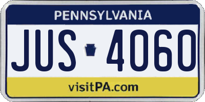 PA license plate JUS4060