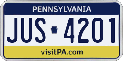 PA license plate JUS4201