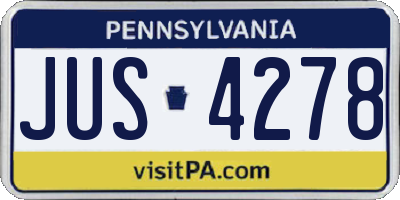 PA license plate JUS4278