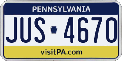 PA license plate JUS4670