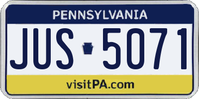 PA license plate JUS5071