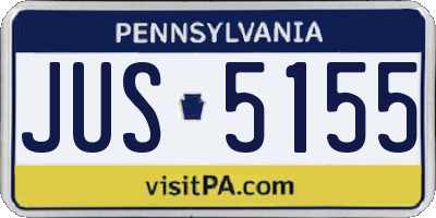 PA license plate JUS5155