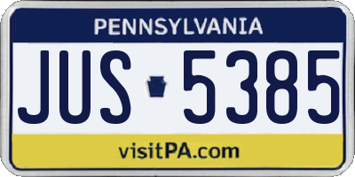 PA license plate JUS5385
