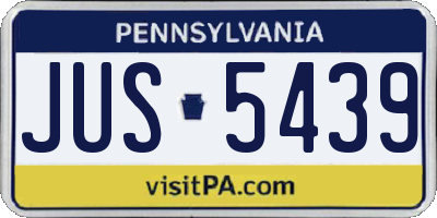 PA license plate JUS5439