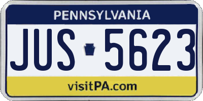 PA license plate JUS5623