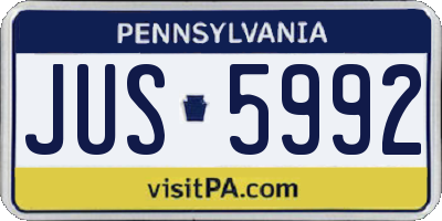 PA license plate JUS5992